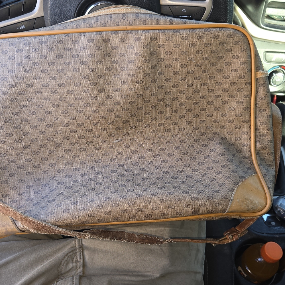 Gucci Brown Monogram Crossbody Bag with Tan Trim - Picture 16 of 16